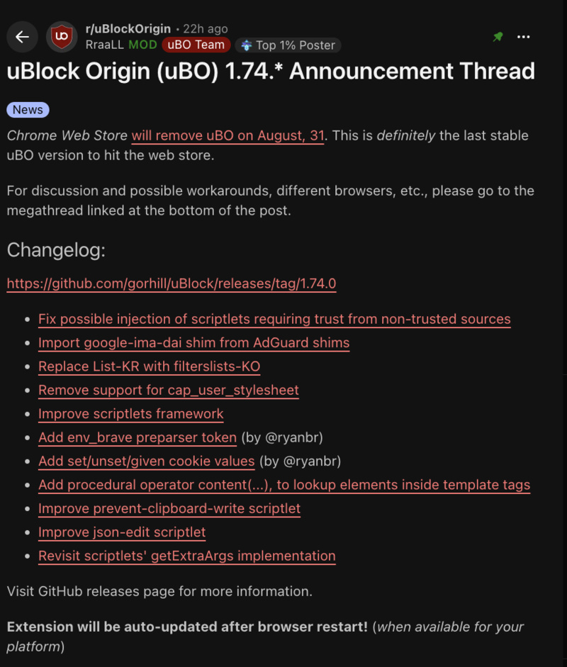 uBlock changelog.