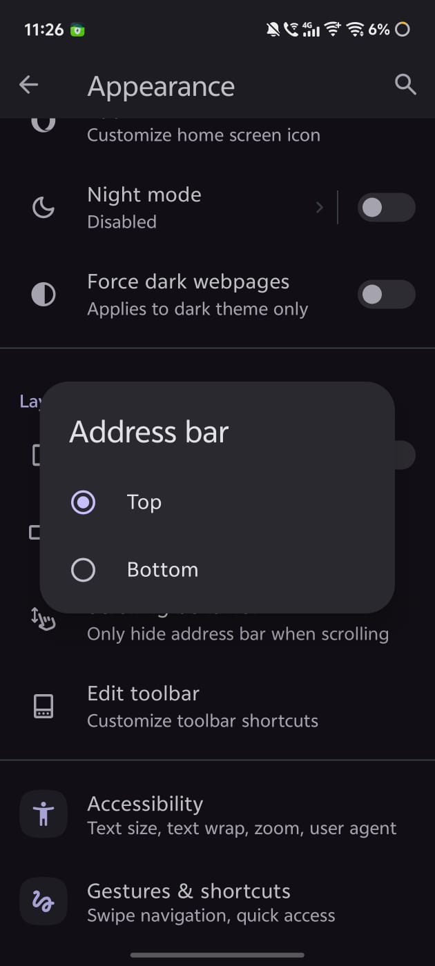 Address bar location.