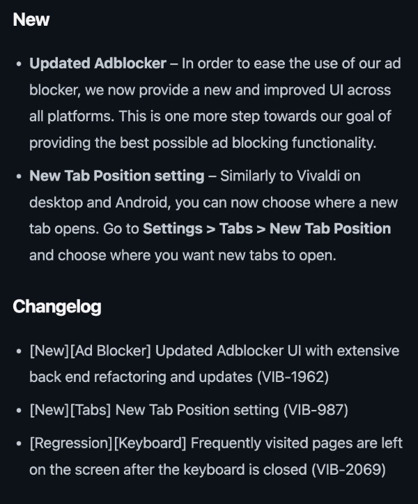 Changelog.