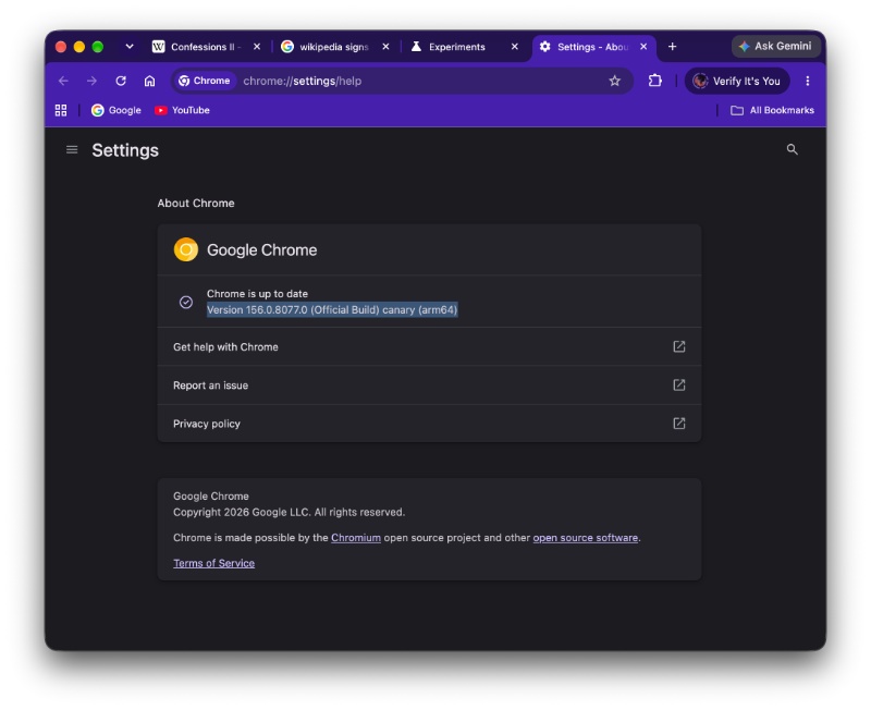 Latest version Canary Chrome.
