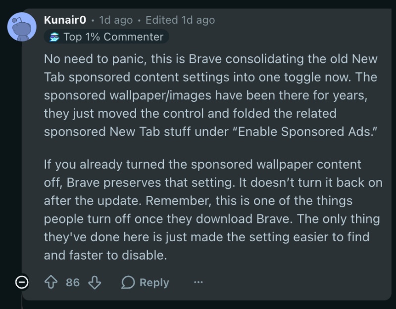 Reddit comment.
