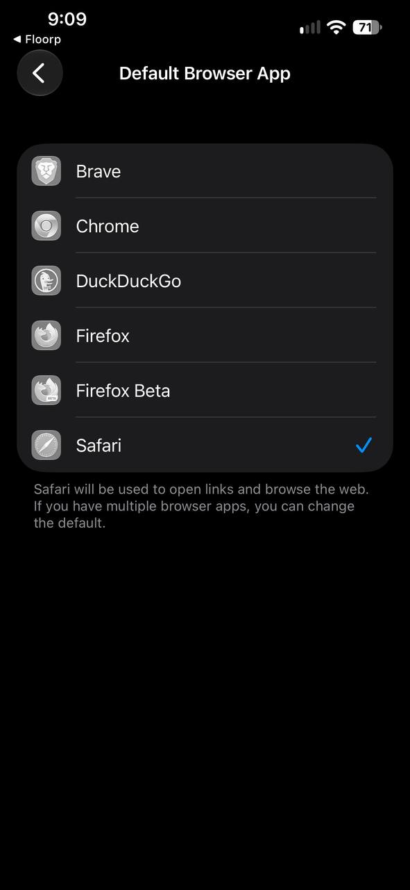 Browser list.
