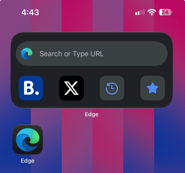 Edge widget home screen shortcut.