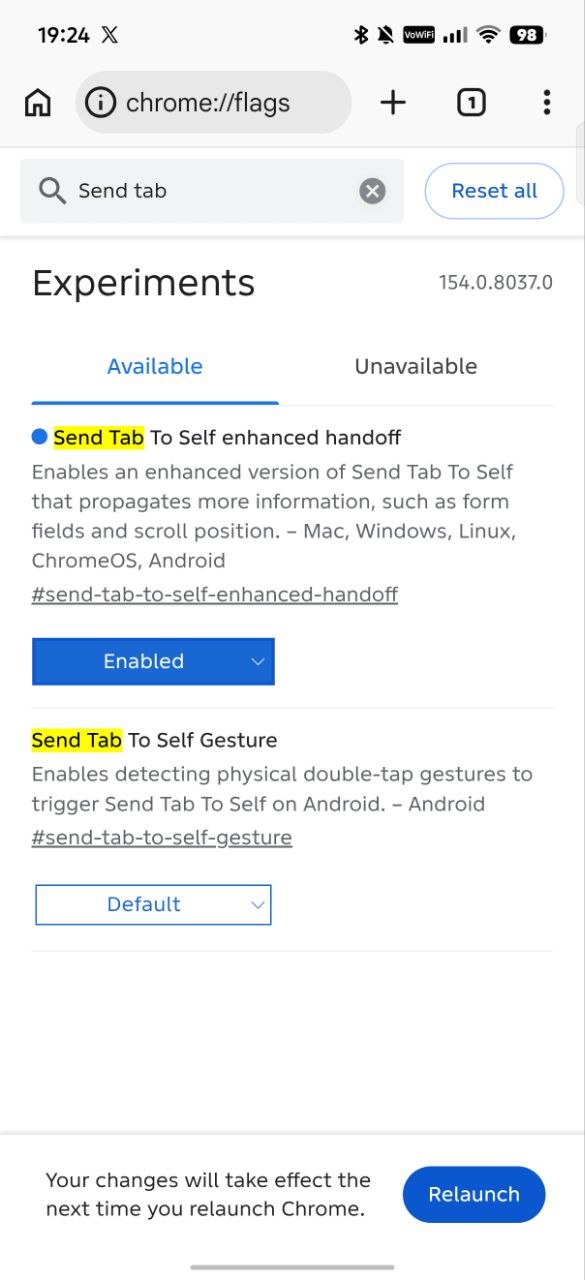 Enabled Chrome flag screenshot.