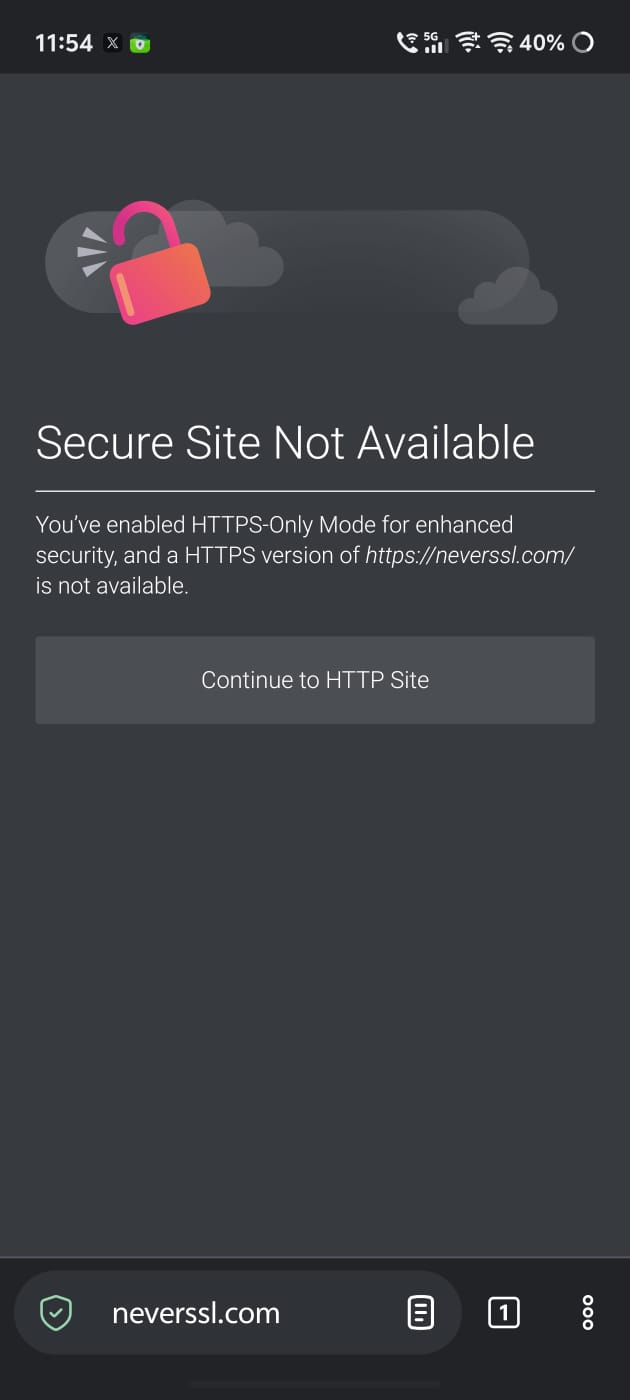 HTTPS warning Midori.