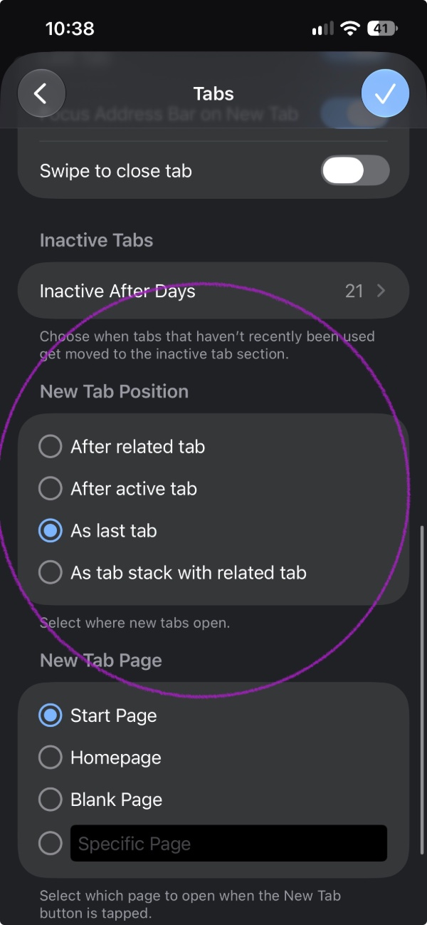 New Tab section Vivaldi.