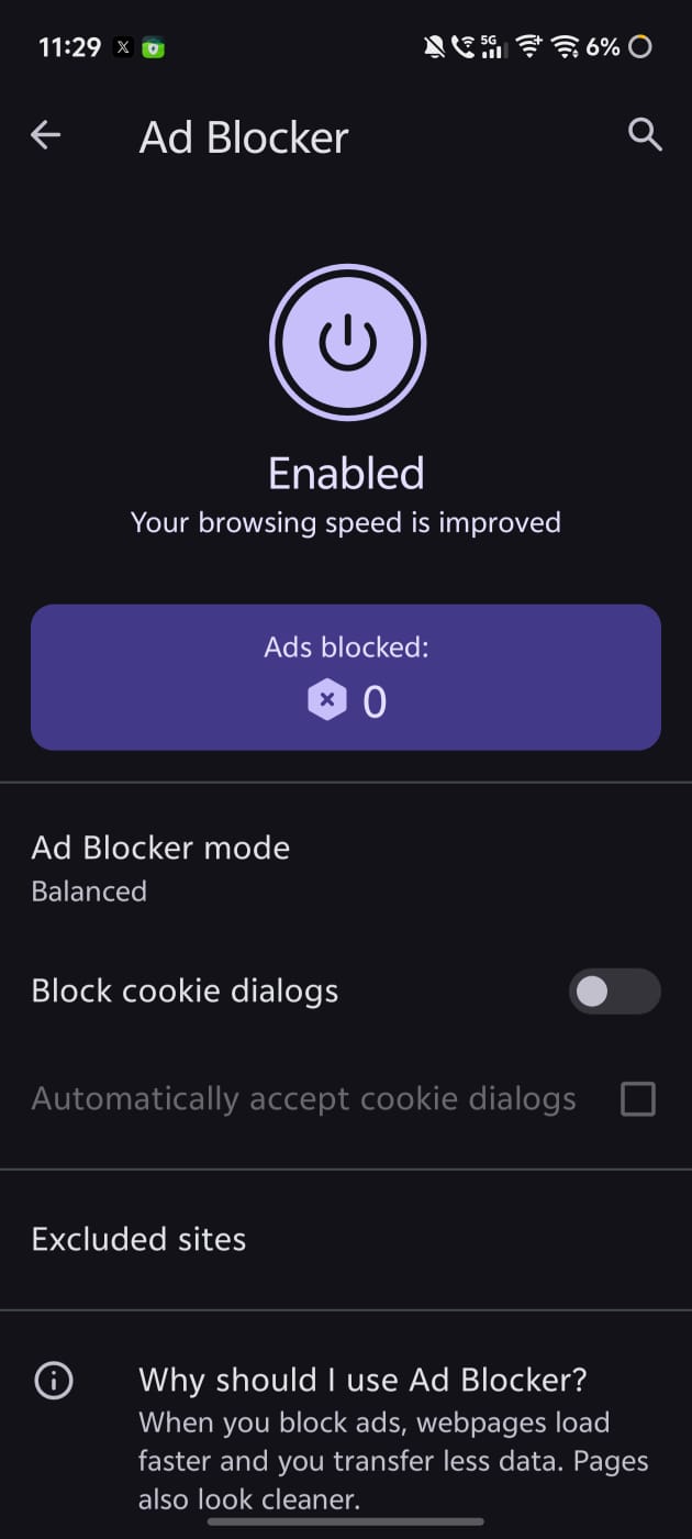 Opera Ad Blocker enabled.