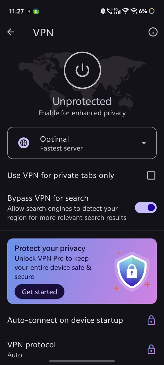 Opera VPN enable.