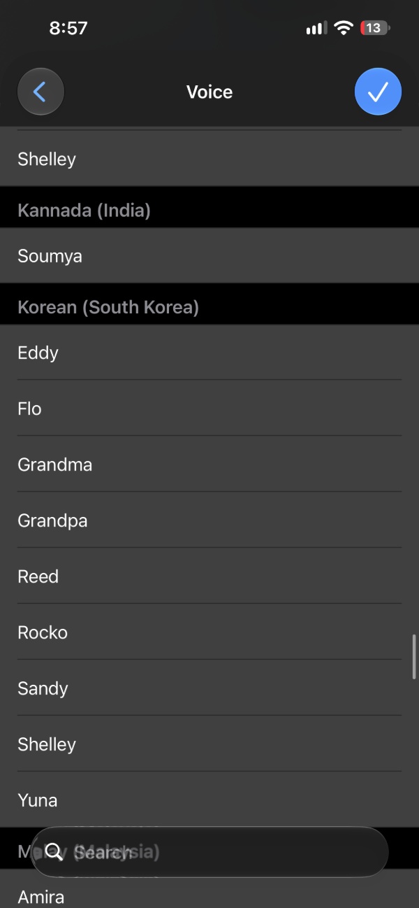 Countries and options.