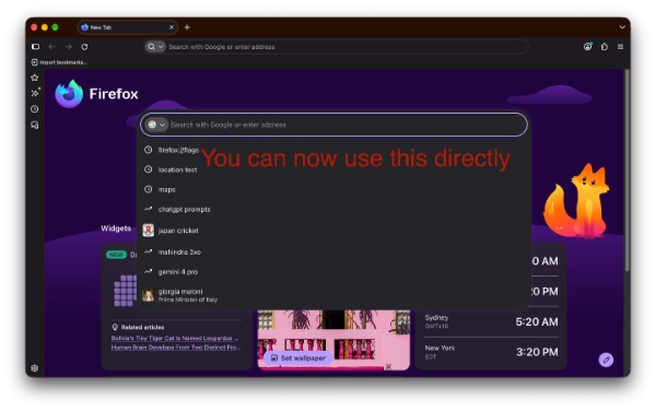 New Tab search page.