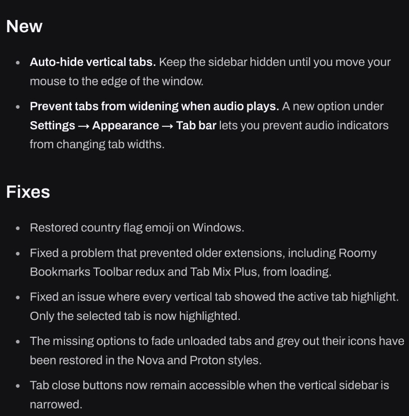 Waterfox official list of changes.