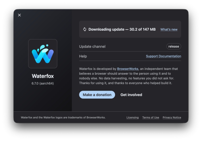 Waterfox update.