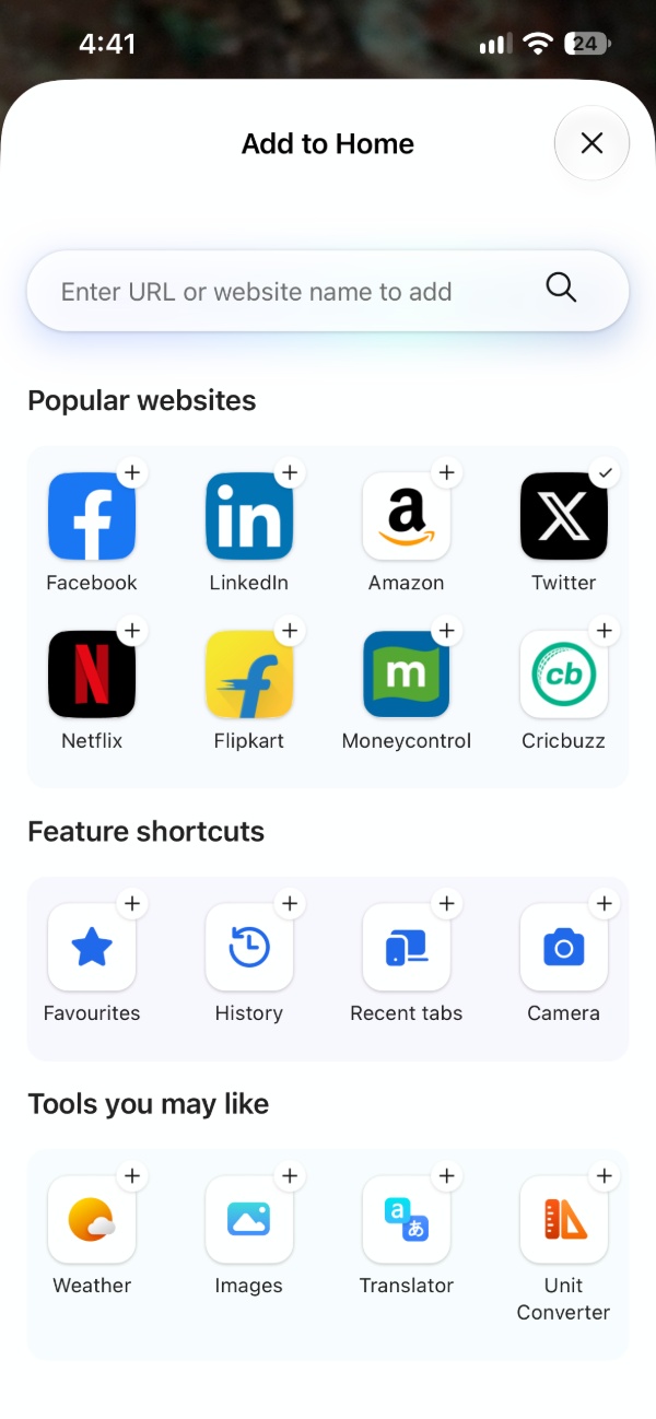 Option to select features.