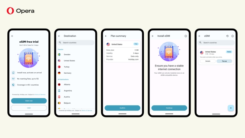 eSIM free trial Opera.