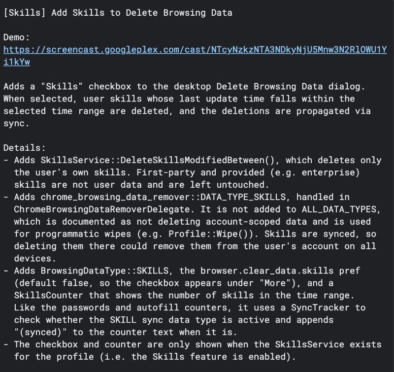 Chromium commit.
