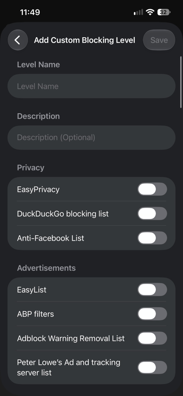 Privacy settings.