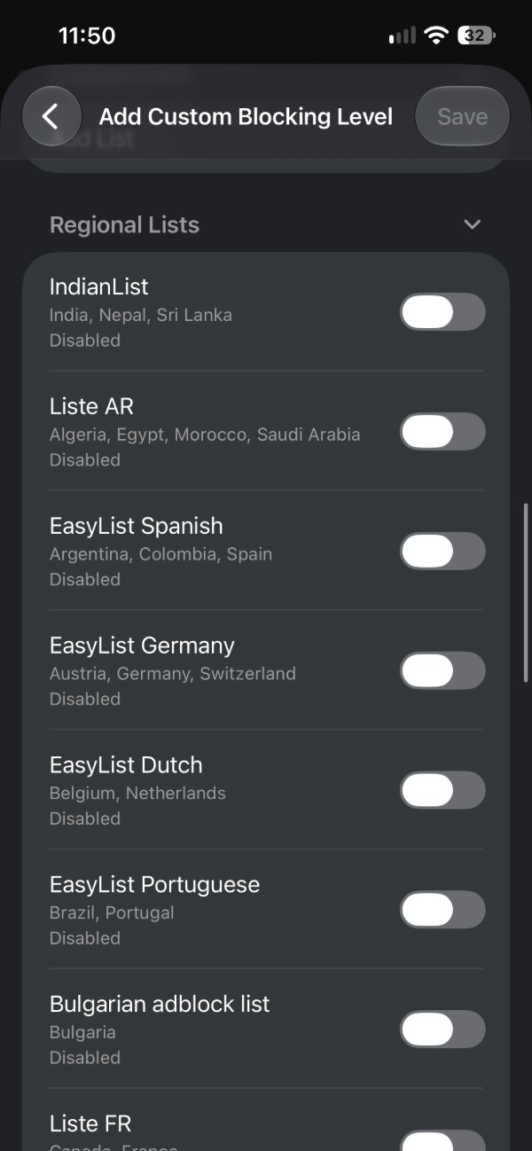 Regional lists.