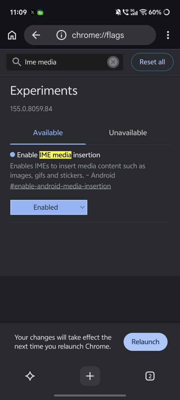 Experimental flag to enable the feature.