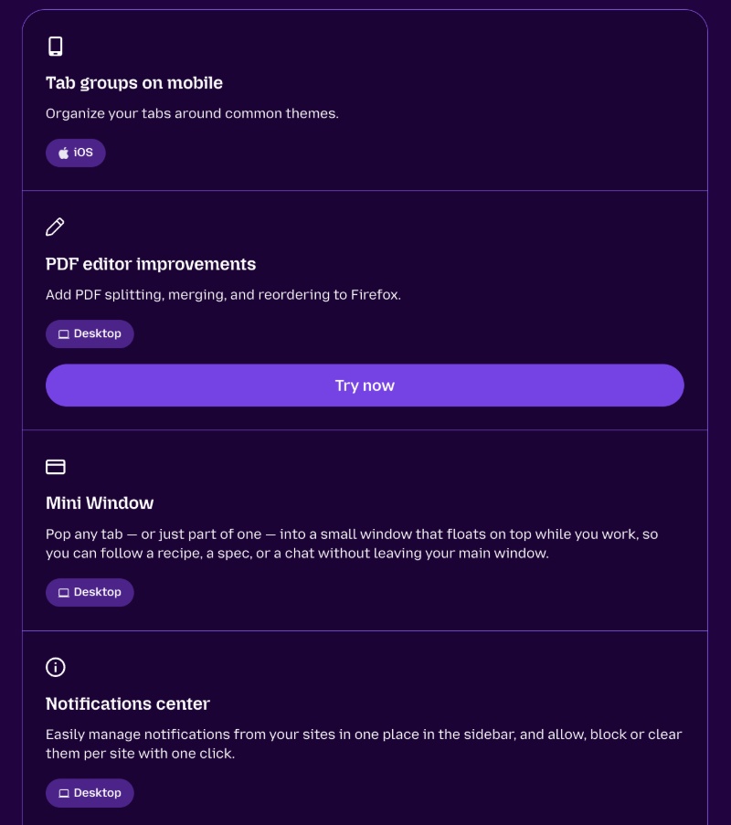 Full Mozilla roadmap.