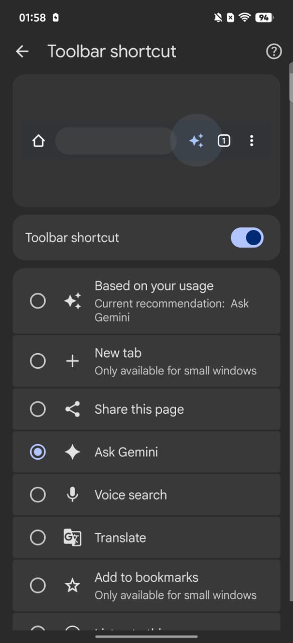 Toolbar customization.