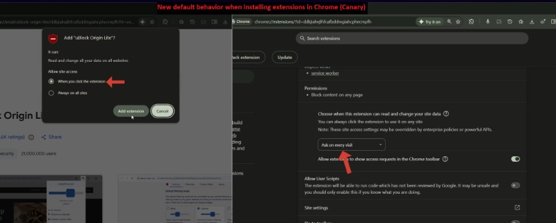 Image about the updated setting in Canary.