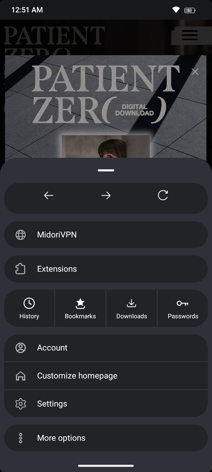 Main menu page.