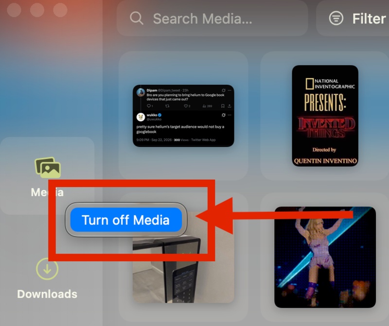 Turn off media tab.
