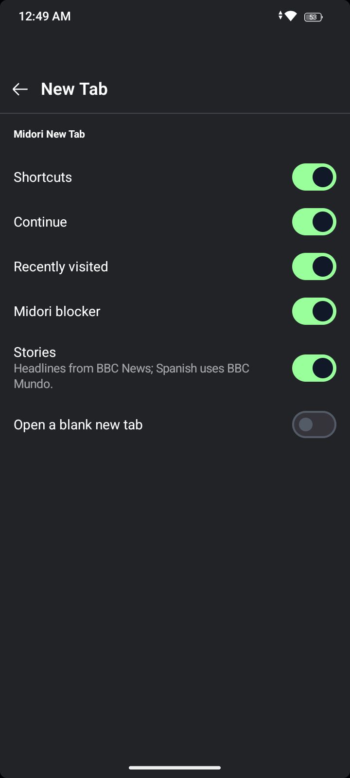 New Tab page.