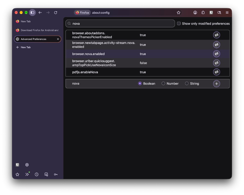 Nova disable on Firefox.