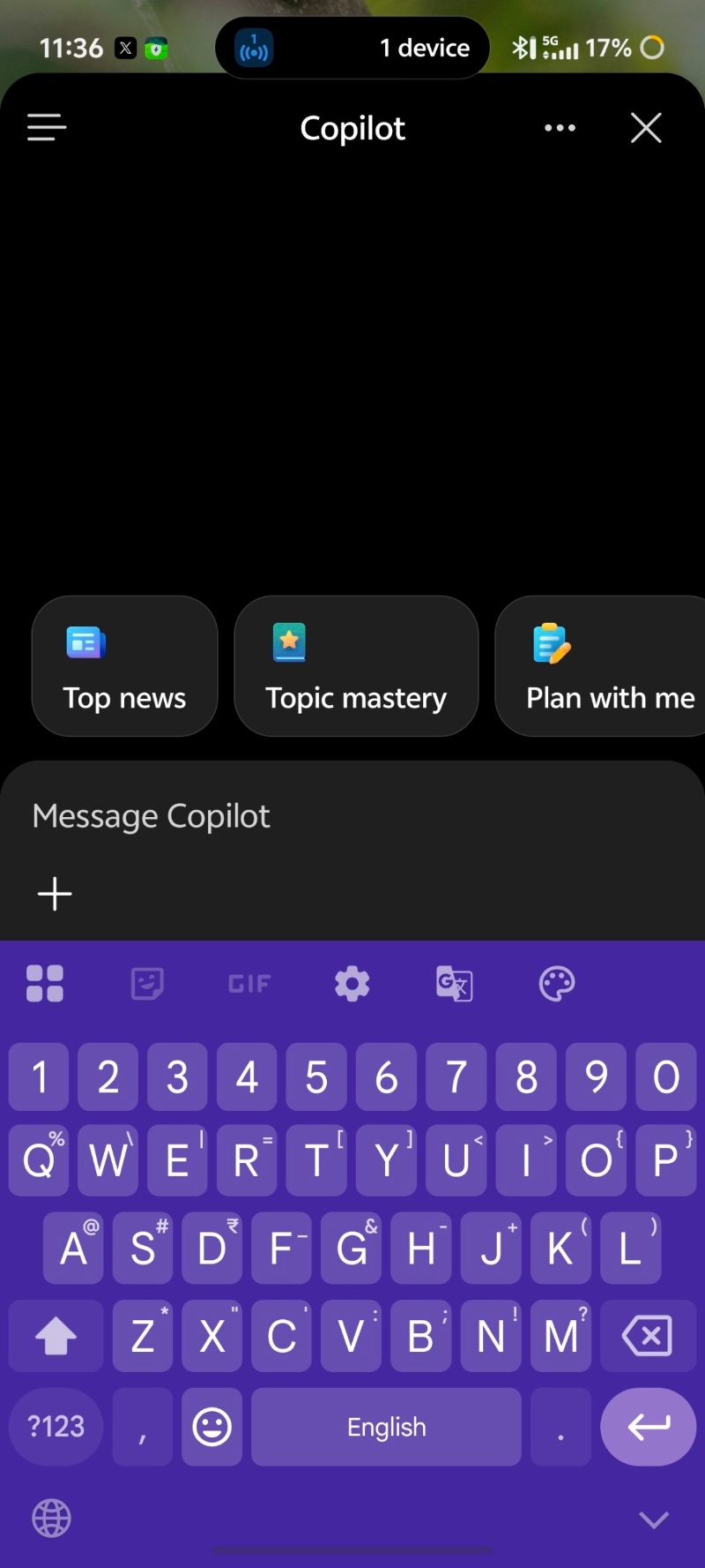 Old Copilot design on Edge.