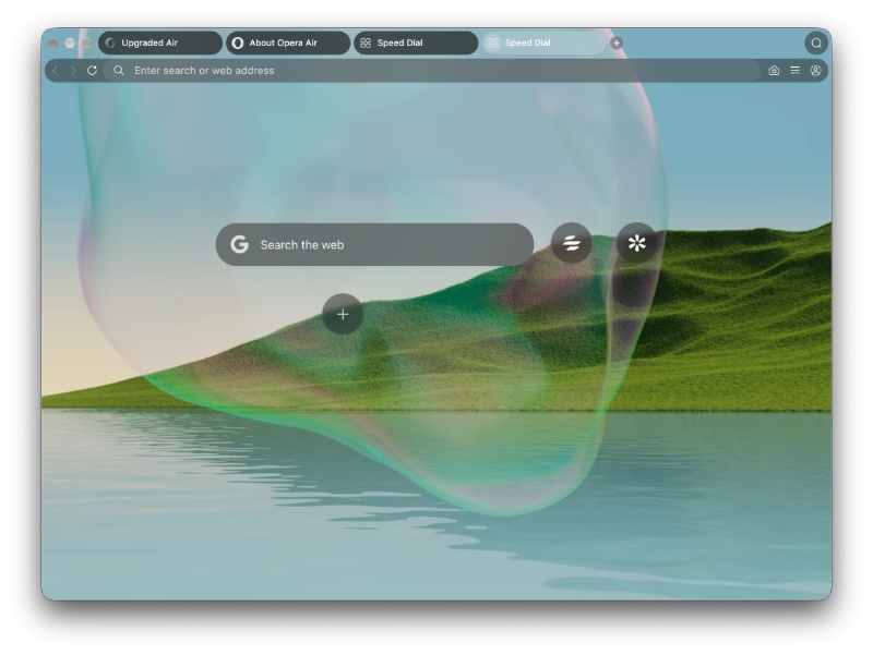 Opera Air New Tab page.
