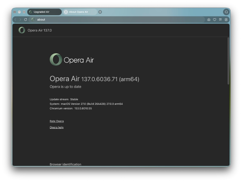 Latest version of Opera Air.