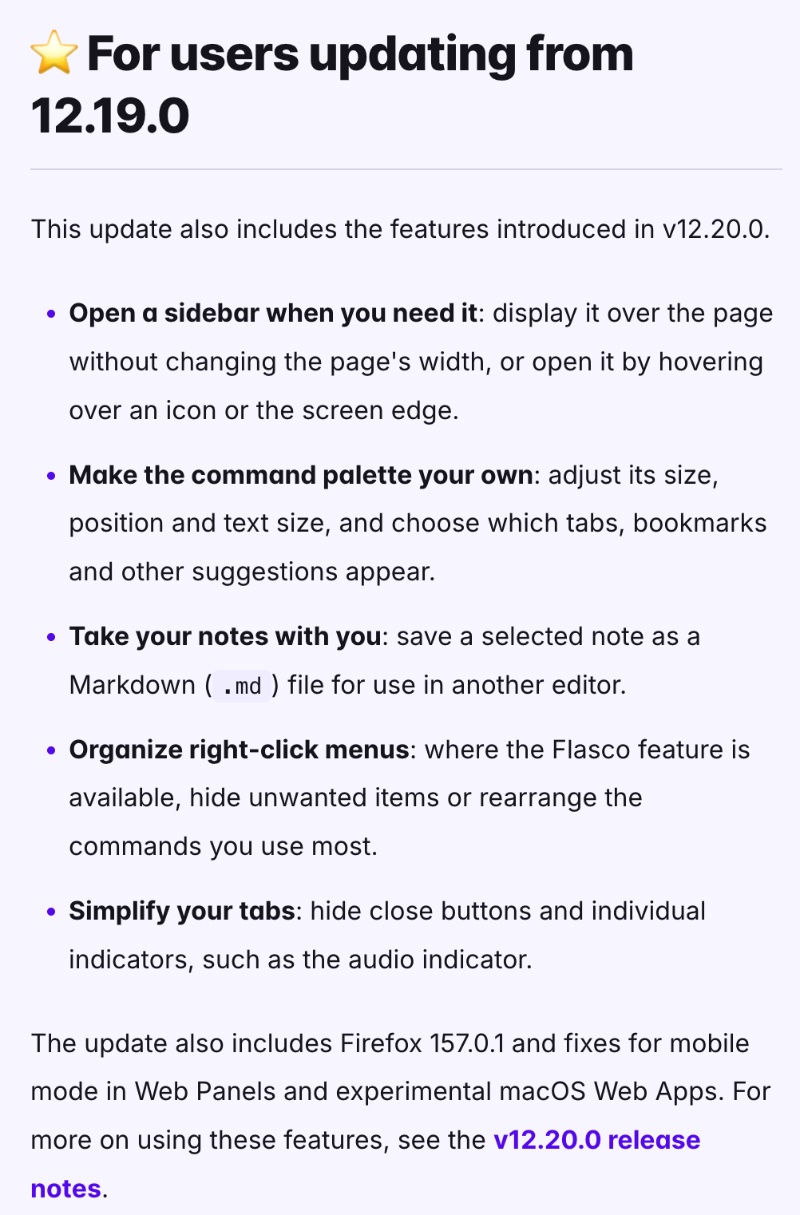 Previous Floorp update changelog.