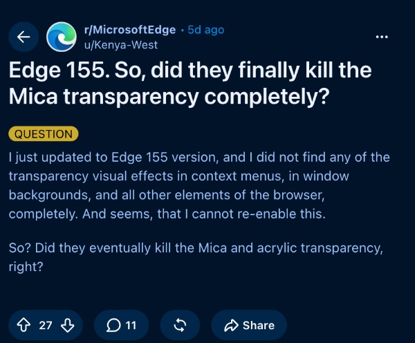 Reddit post Edge.