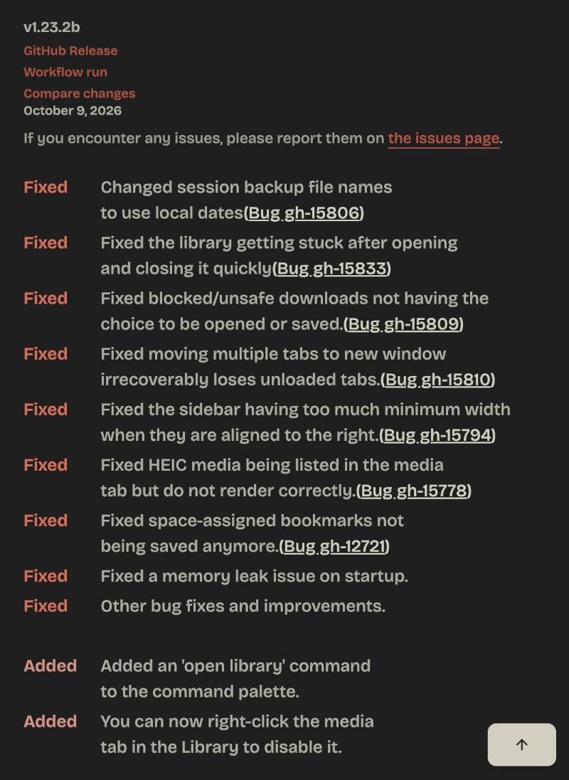 Release Notes Zen update.