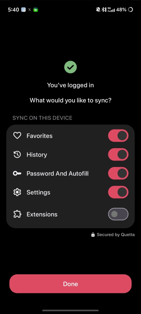 Sync options.