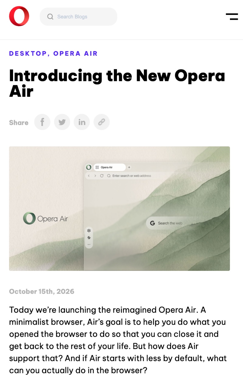 Opera Air changelog.