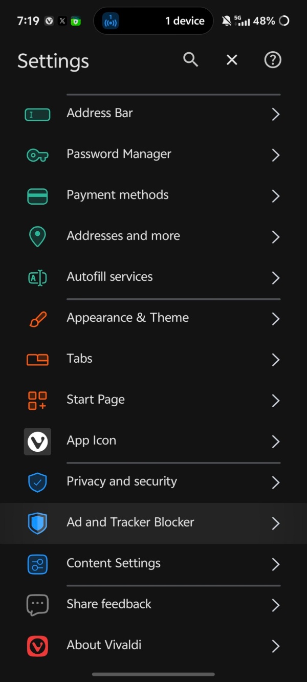 Settings page screenshot.