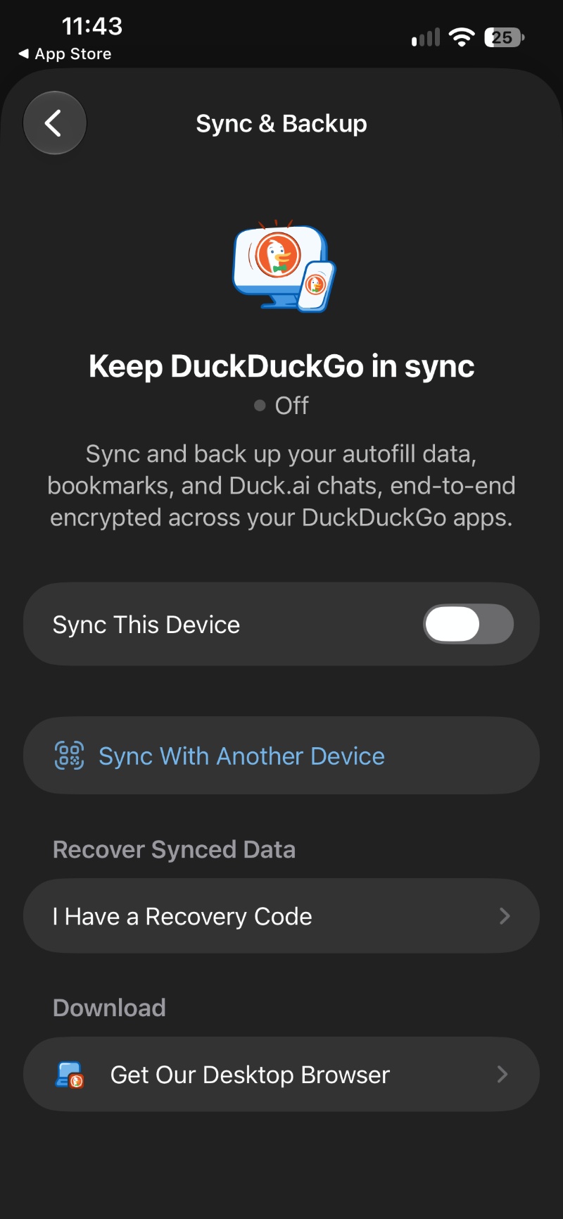 Settings page.