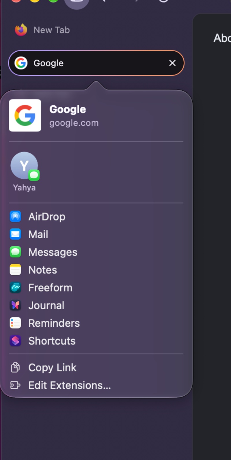 Native macOS Share Sheet.