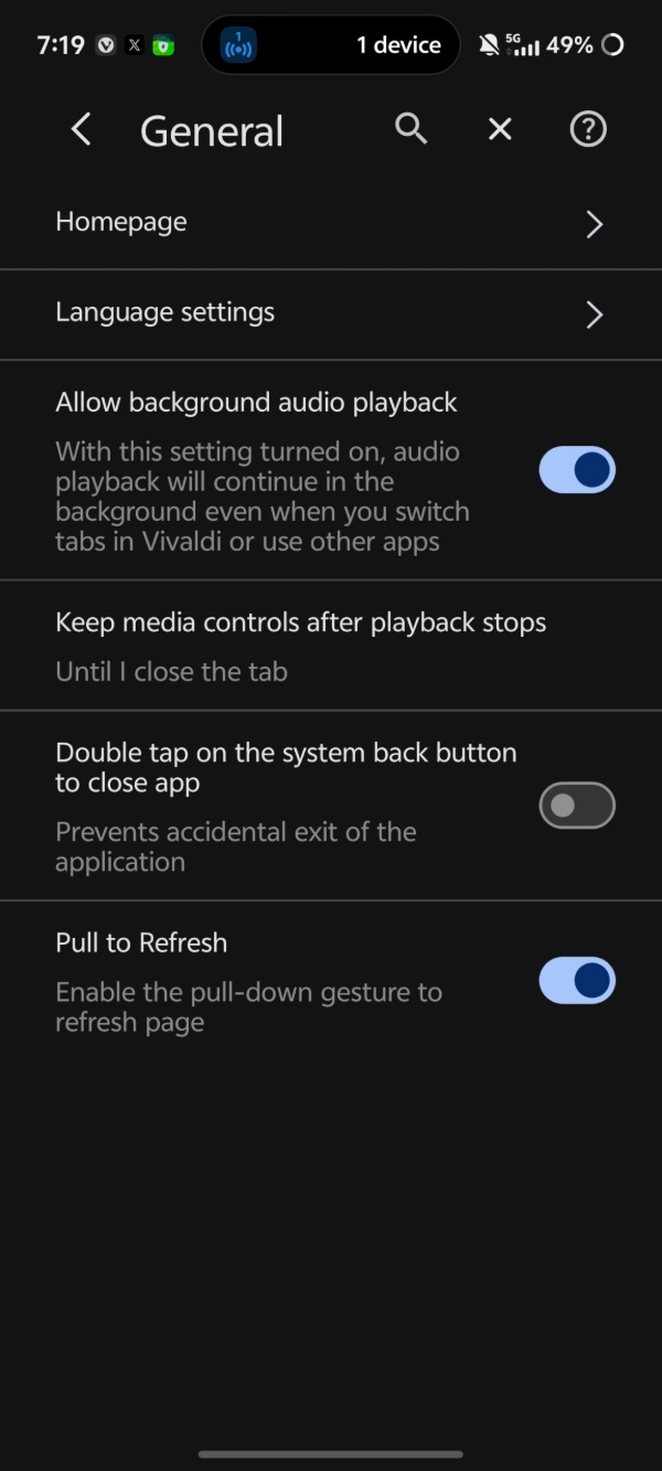 Media player settings.