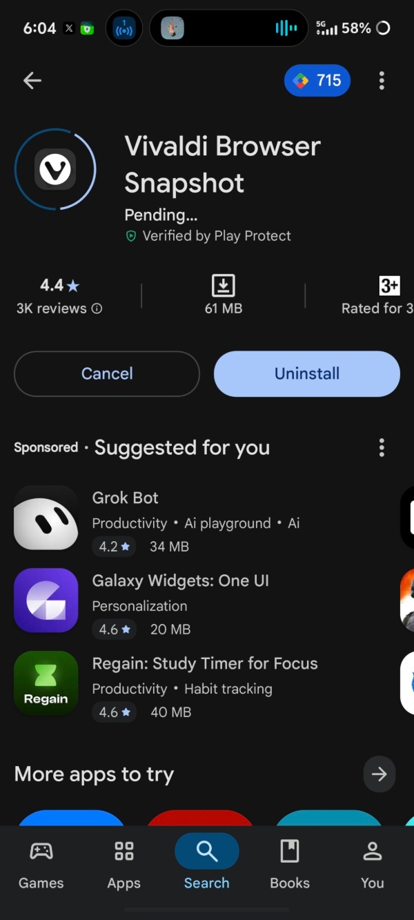 Play Store Vivaldi.