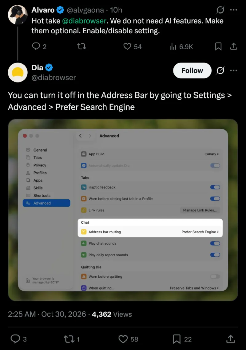 dia-browser-leaked-new-settings-post-on-x
