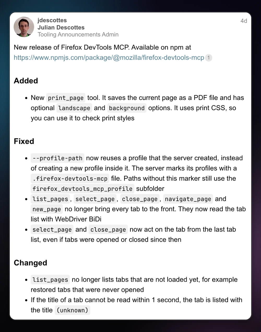 firefox-devtools-mcp-update