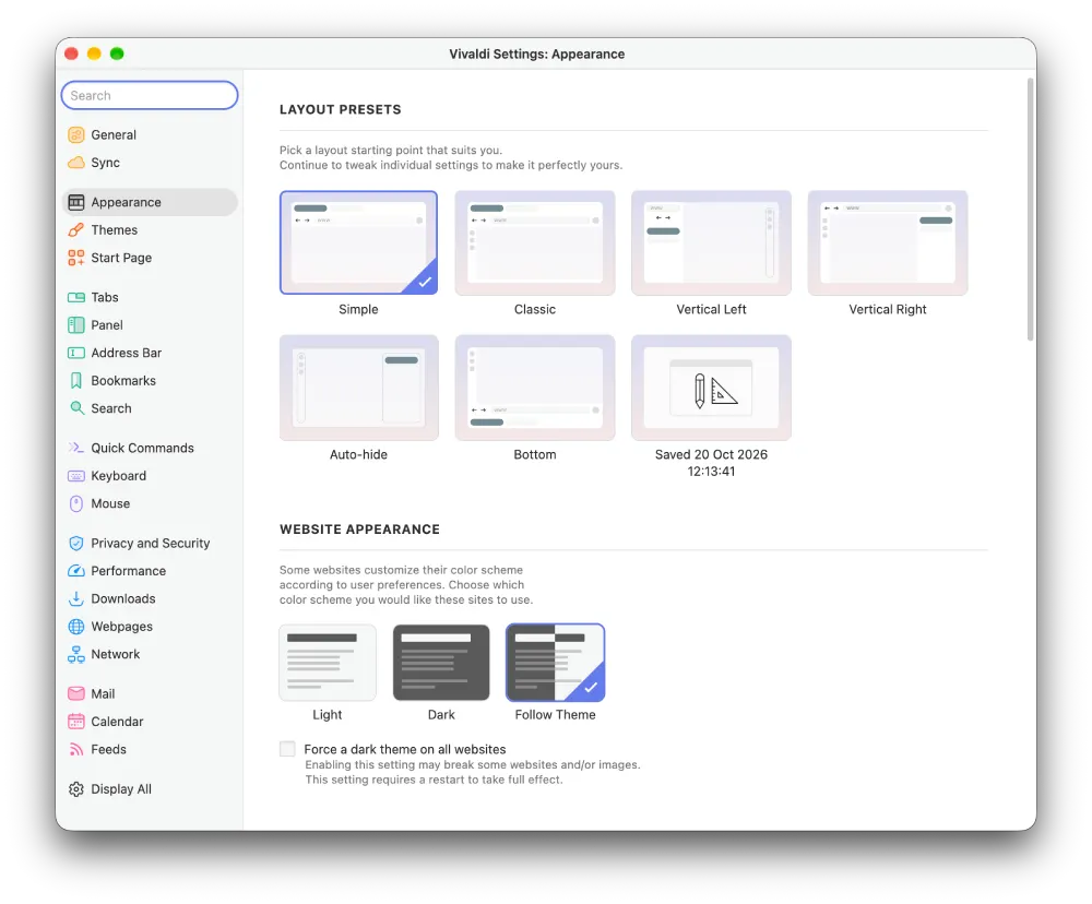 vivaldi-snapshot-website-appearance